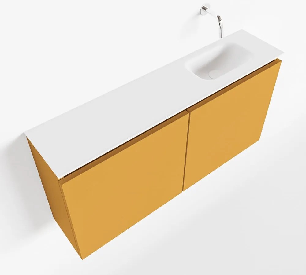 Mondiaz Ture 100cm toiletmeubel ocher met wastafel talc rechts geen kraangat