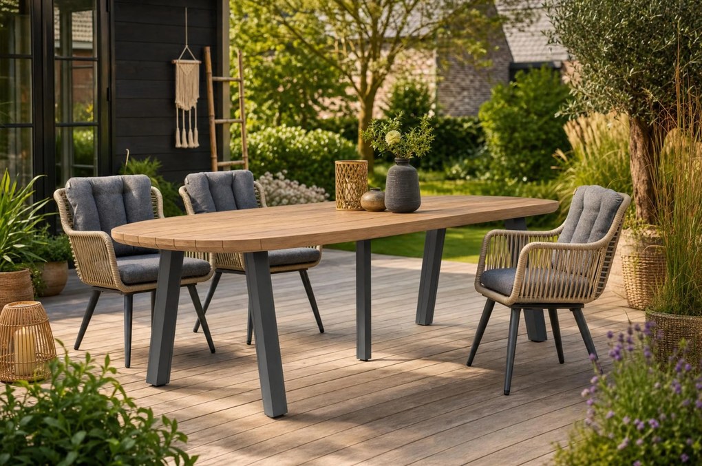 Dining Tuintafel rechthoekig 300 x 100 cm antracite Grijs Falcon/Glasgow