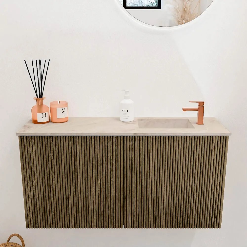 Mondiaz Joya DLux 80cm toiletmeubel dusk met wastafel faye rechts 1 kraangat frappe