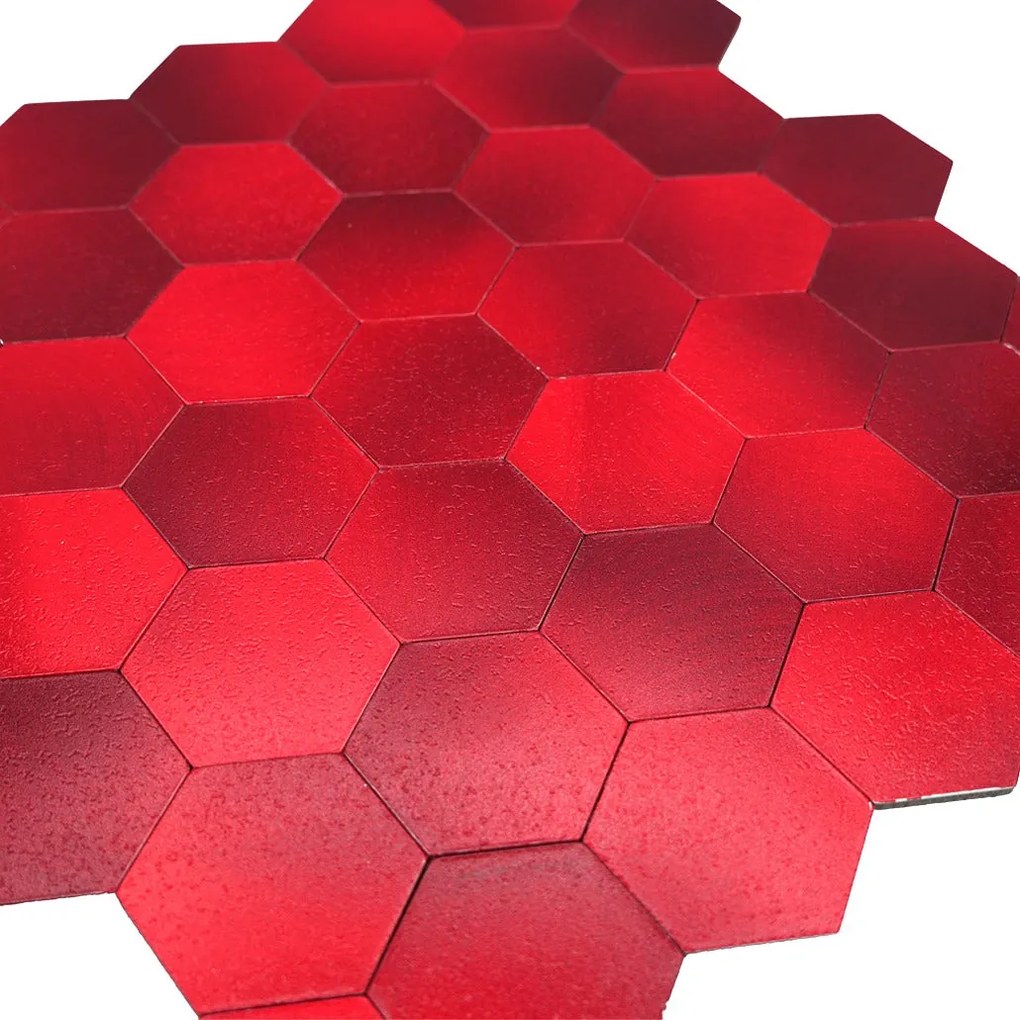 Zelfklevende Mozaïektegels Metaal | Hexagon Rood | 28,8×29,2 cm | Keuken, Bad & WC