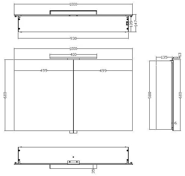 Mueller Basic aluminium spiegelkast 100 met LED verlichting