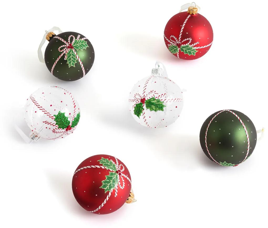 Set van 3 Kerstballen in versierd glas, Opari