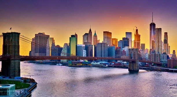 Foto New York City Manhattan Brooklyn Bridge skyline, ANDREY DENISYUK