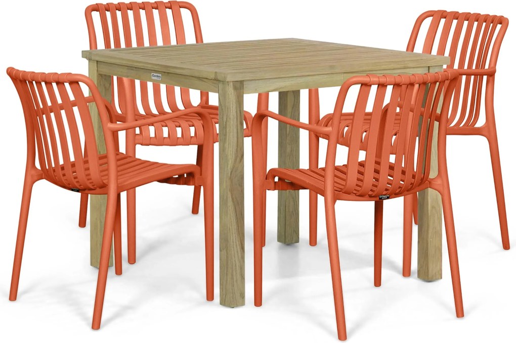 Tuinset 4 personen 909 cm Kunststof Oranje Domani Furniture Alba/Weston