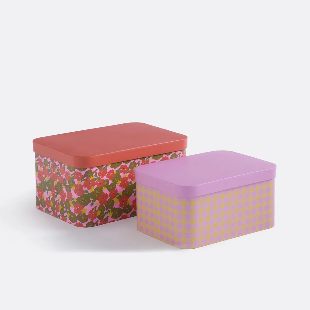 Set van 2 opbergboxen met deksels, Lena