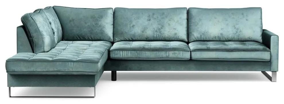 Rivièra Maison - West Houston Corner Sofa Chaise Longue Left, velvet, mineral blue - Kleur: bruin