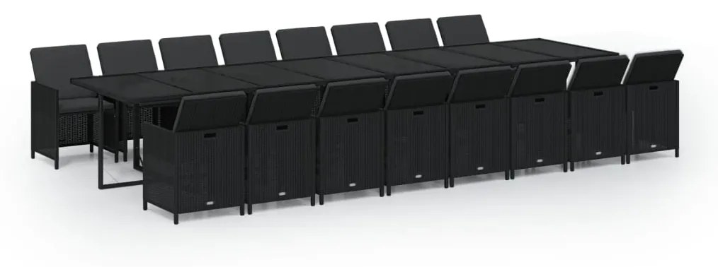 vidaXL 17-delige Tuinset met kussens poly rattan zwart