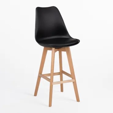 Nordic Hoge Kruk Met Kunstleren Kussen Zwart & ↑75 Cm - Sklum