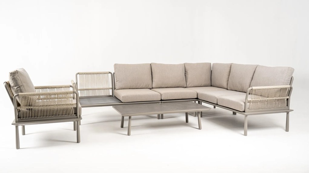 DATHO OUTDOOR Hoek Loungeset - Trino - Aluminium - Beige - Datho Outdoor