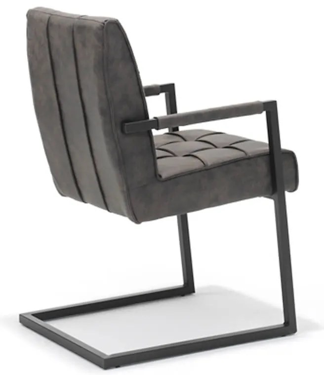 Eetkamerstoel - Jupiter - stof Cowboy retro lederlook antraciet