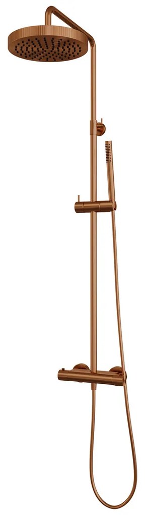 Brauer Stripe opbouw regendouche met 25cm hoofddouche en staafhanddouche koper geborsteld PVD
