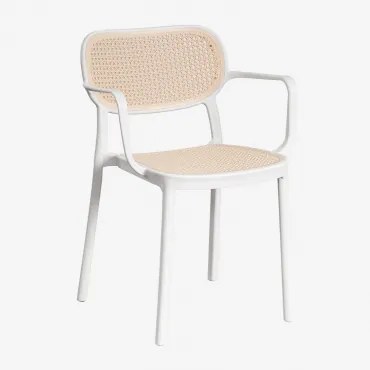 Set Van 4 Stapelbare Eetkamerstoelen Met Armleuningen Omara Gardenia Wit - Sklum