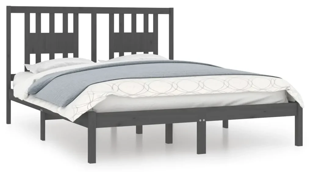 vidaXL Bedframe massief grenenhout grijs 160x200 cm