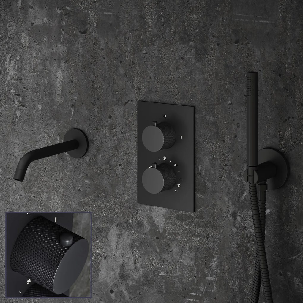 Saniclear Nero Curved inbouw badkraan zwart mat