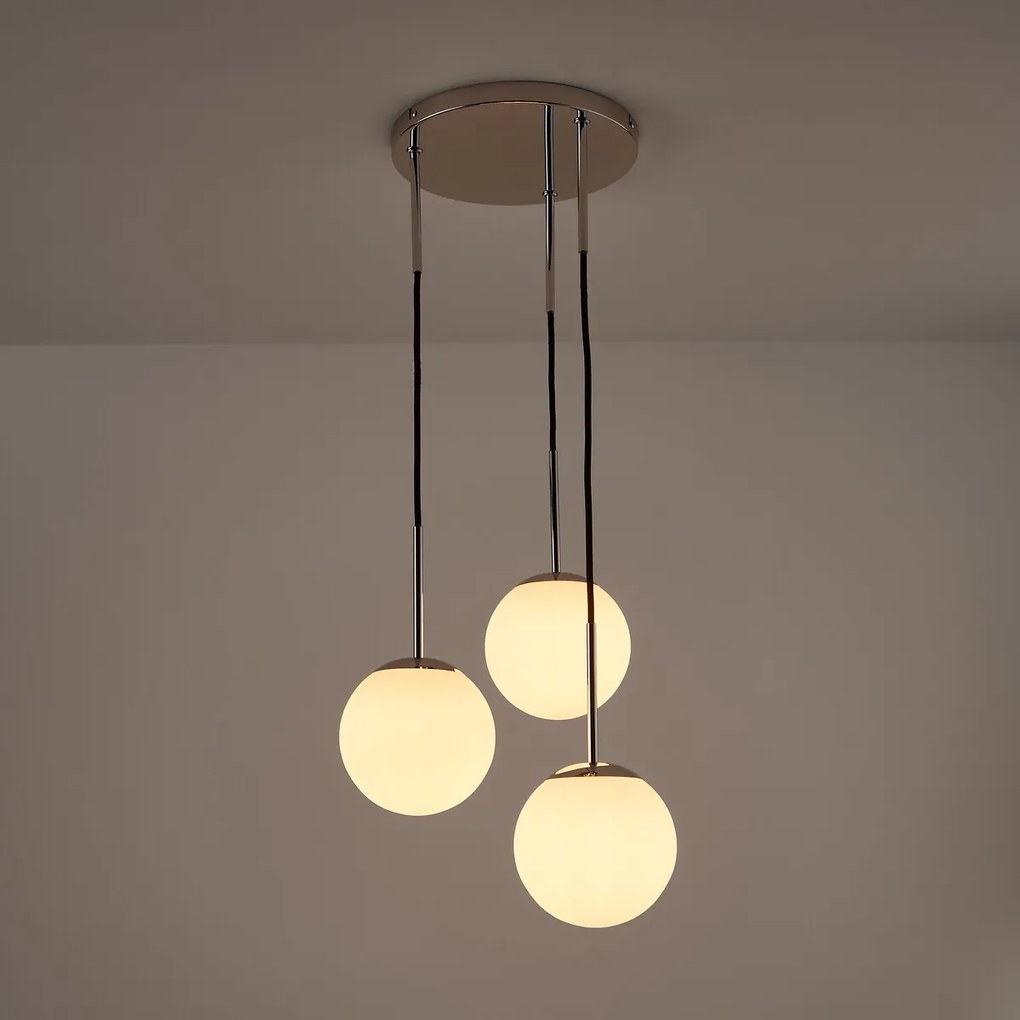 Hanglamp in metaal en opaline, Theide