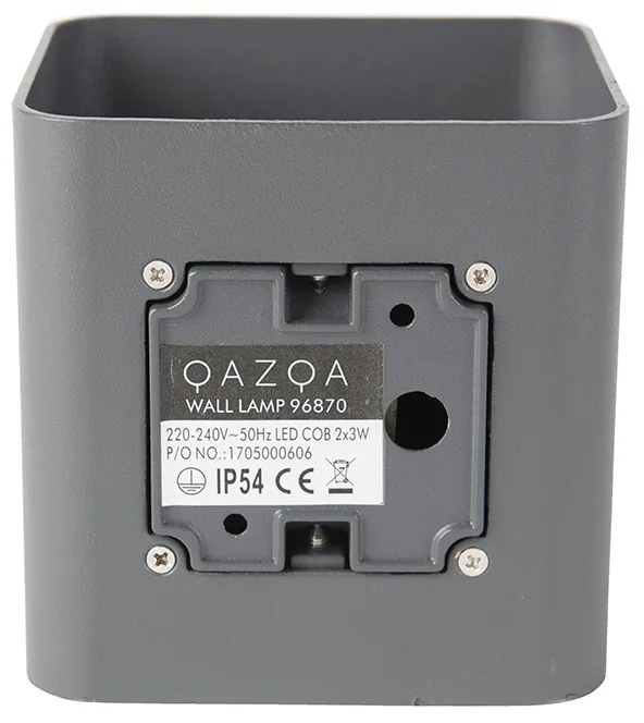 Moderne wandlamp donkergrijs incl. LED IP54 vierkant - Evi