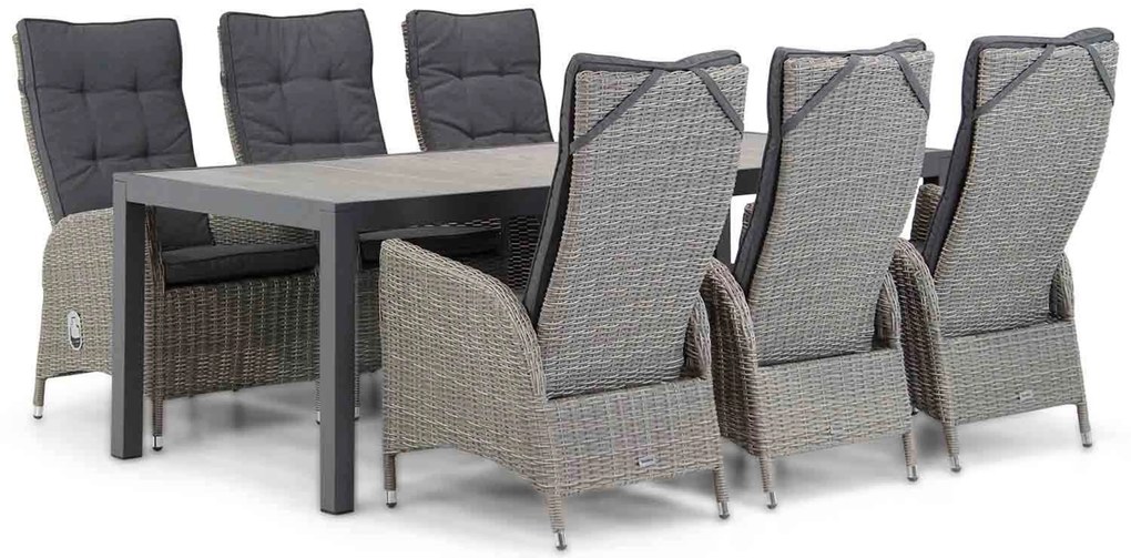 Tuinset 6 personen 220 cm Wicker Grijs Garden Collections Lincoln/Residence