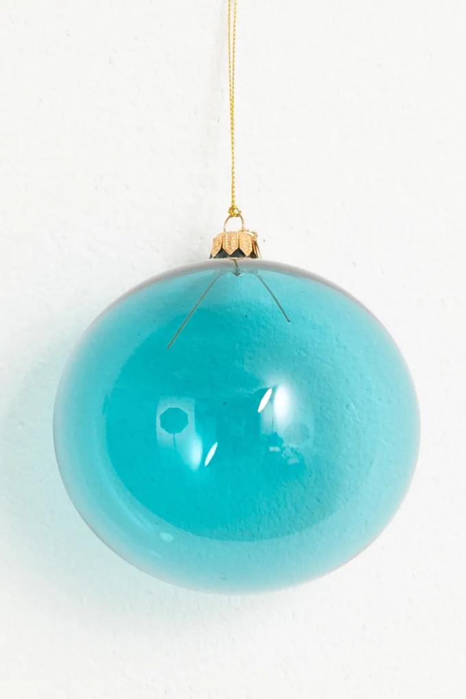 Kerstbal blauw glas