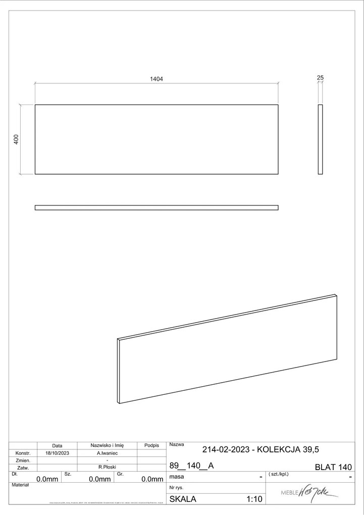 Comad Nova White wastafel toppaneel 140x40cm wit