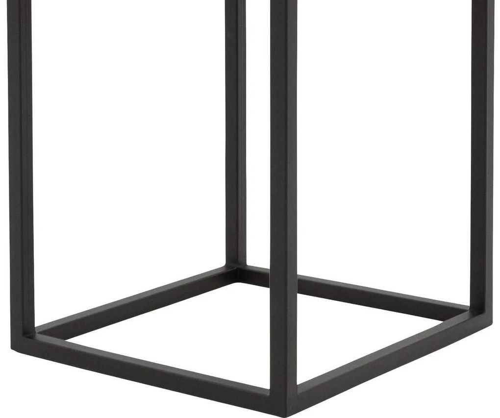 Goossens Nachtkastje Ord, Metaal ral 9005 zwart, met lade en bovenblad massief eik, 40 x 35 x 57 cm hoog