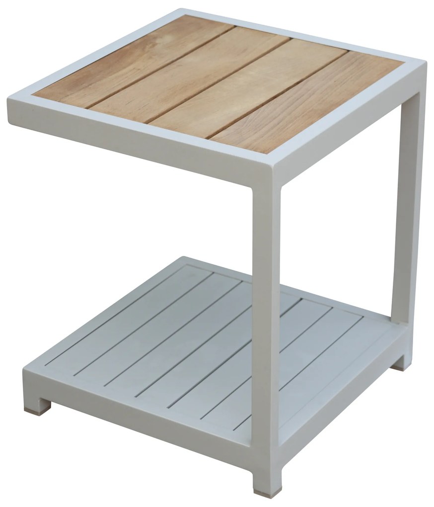 Ripasso bijzettafel aluminium latte zand teakblad