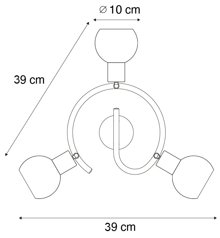 Smart plafondspot zwart met smoke glas 3-lichts incl. Wifi P45 - Vidro