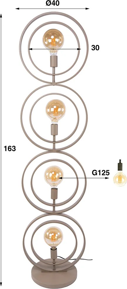 Vloerlamp Metalen Ringen Beige