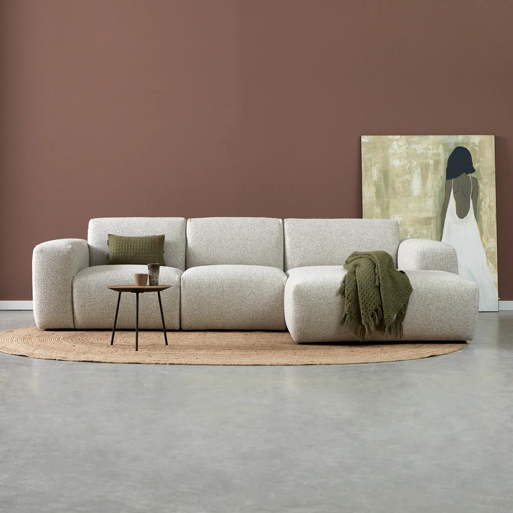 Moderne Hoekbank Beige Rechts