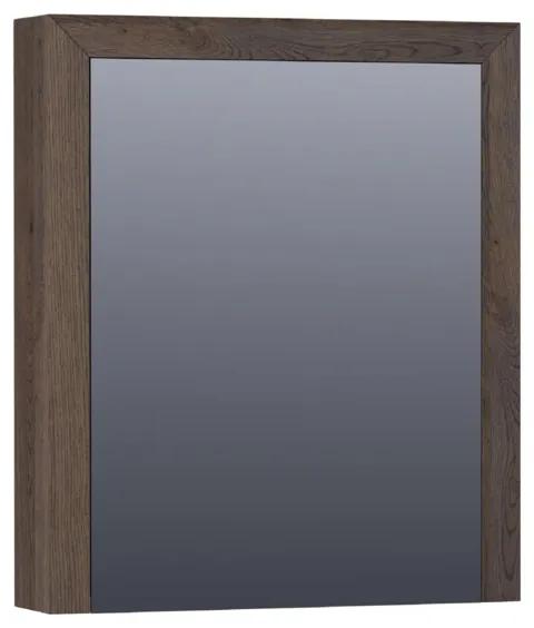 Saniclass Massief eiken spiegelkast 60x70x15cm met 1 linksdraaiende spiegeldeur Hout Black oak 70451LBOG