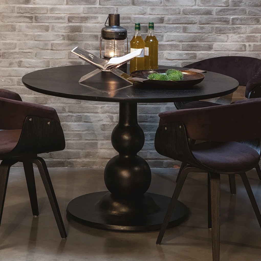 BePureHome Blanco Ronde Eettafel Met Bolpoot Zwart - 120 X 120cm.