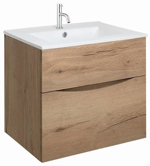 Crosswater Glide II Wastafelonderkast - 60x45x52cm - 2 lades - greeploos -Windsor Oak GL6000D2WO