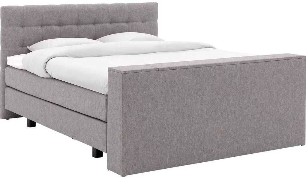 Goossens Boxspring Mika, Vlak 160 x 200 cm (=2x 80 x 200 cm) met hoofdbord en voetbord met tv functie
