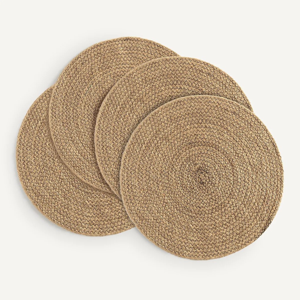 Set van 4 placemats van jute, Djutt, door Valérie Barkowski