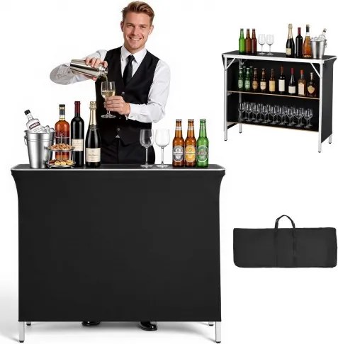 VEVOR Opvouwbare Beursbalie 1100x385x885 mm, Receptiebalie met Draagtas &amp; 2 Planken, Receptiebalie, Beursstand, Bartafel, Opvouwbare Mobiele Bar voor Evenementen, Feesten &amp; Beursen