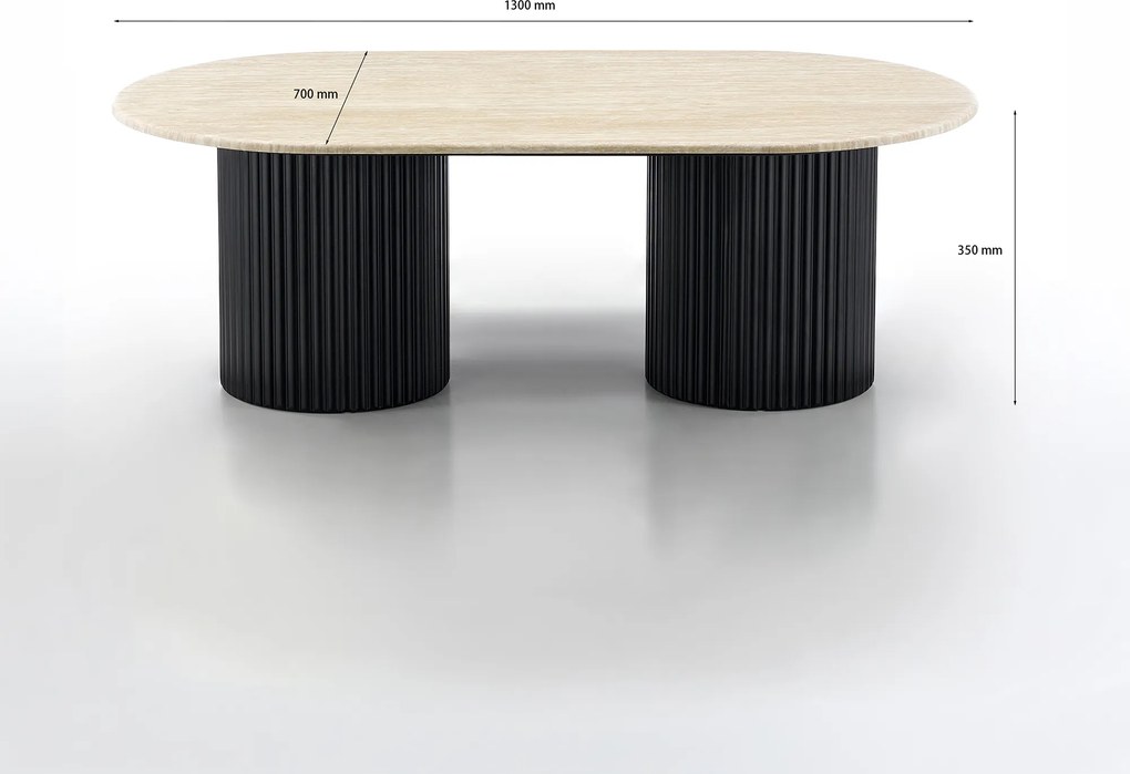 Salontafel Met Travertin - 130 X 70cm.