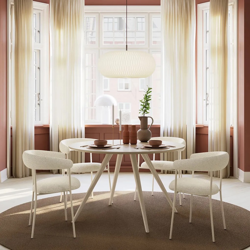 Dan-Form Plenti Eetkamerstoel Met Ronde Rug Wit Boucle
