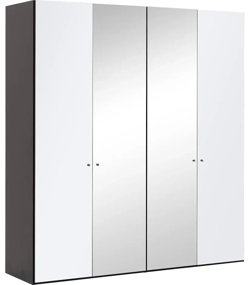 Goossens Kledingkast Easy Storage Ddk, Kledingkast 203 cm breed, 220 cm hoog, 2x glas draaideur en 2x spiegel draaideur midden