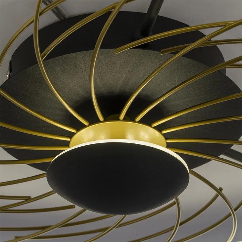 LED Design plafonnière zwart met goud 3-staps dimbaar - Spaak Design rond Binnenverlichting Lamp
