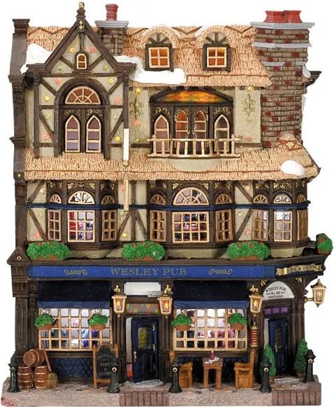 Lemax - 'Wesley Pub' - Verlicht gebouw - Exclusief adapter (werkt ook op batterijen)