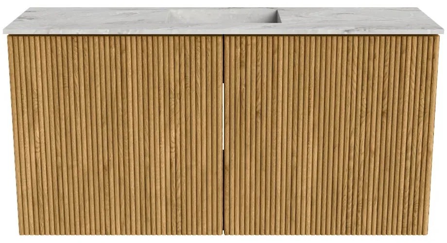 Mondiaz Joya DLux 80cm toiletmeubel oak met wastafel faye midden 1 kraangat glace