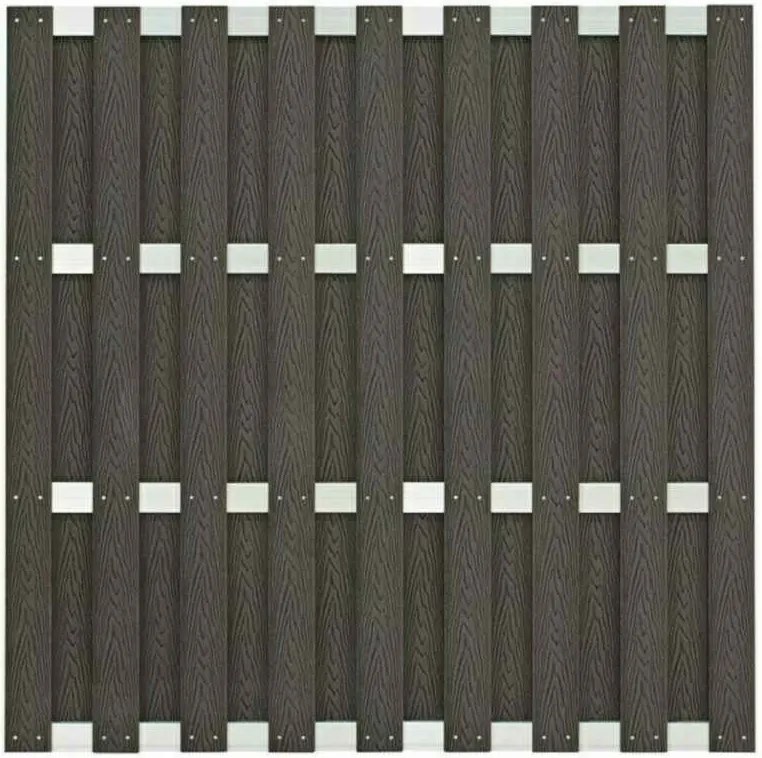 Schutting composiet Milaan antraciet met blank aluminium frame (180 x 180 cm)