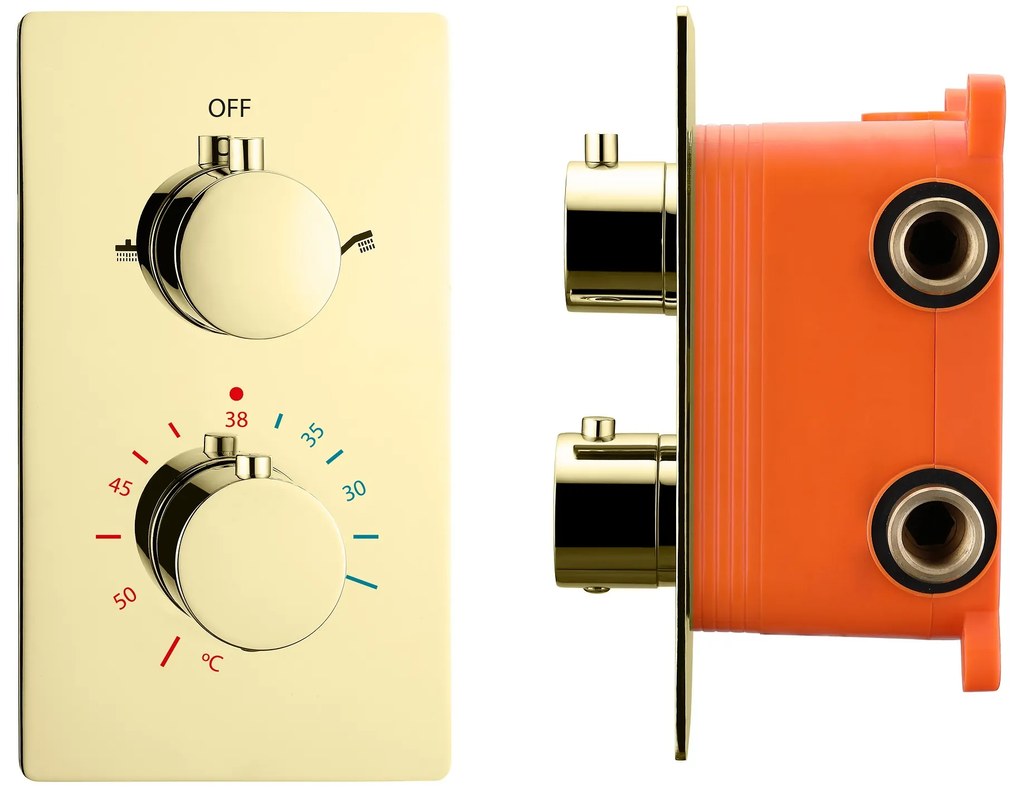 Best Design Nancy 2-weg inbouw thermostaat met inbouwbox mat goud