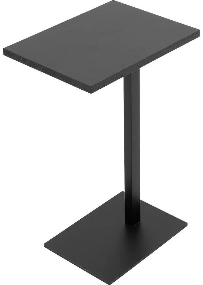 Goossens Nachtkastje Tangel, Voet vierkant metaal ral 9005 zwart, blad massief eik