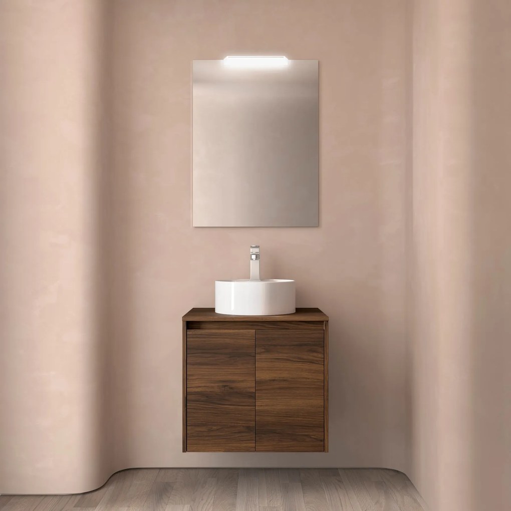 Muebles Project badmeubel 70cm met 2 deuren en toppaneel walnoot