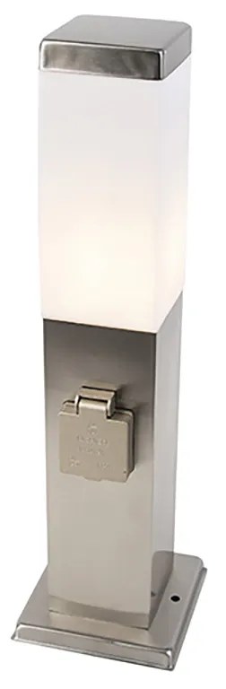 Buitenlamp staal incl stopcontact IP44- Malios met grondpin en kabelmof