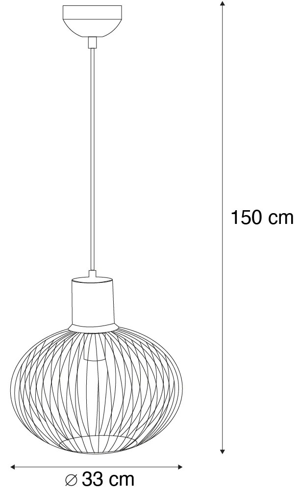Moderne draad hanglamp zwart met beige 33cm - Gila Modern E27 bol / globe / rond Binnenverlichting Lamp