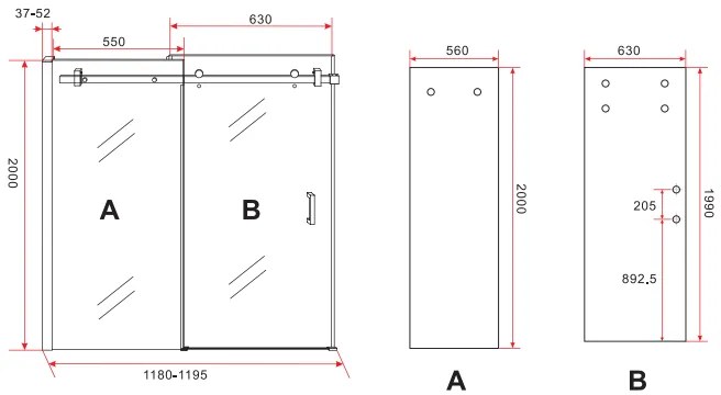 SaniGoods Falcon mat zwarte douchedeur schuifdeur 120x200cm