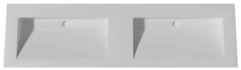 Lambini Designs Flora solid surface wastafel 160cm zonder kraangaten wit mat