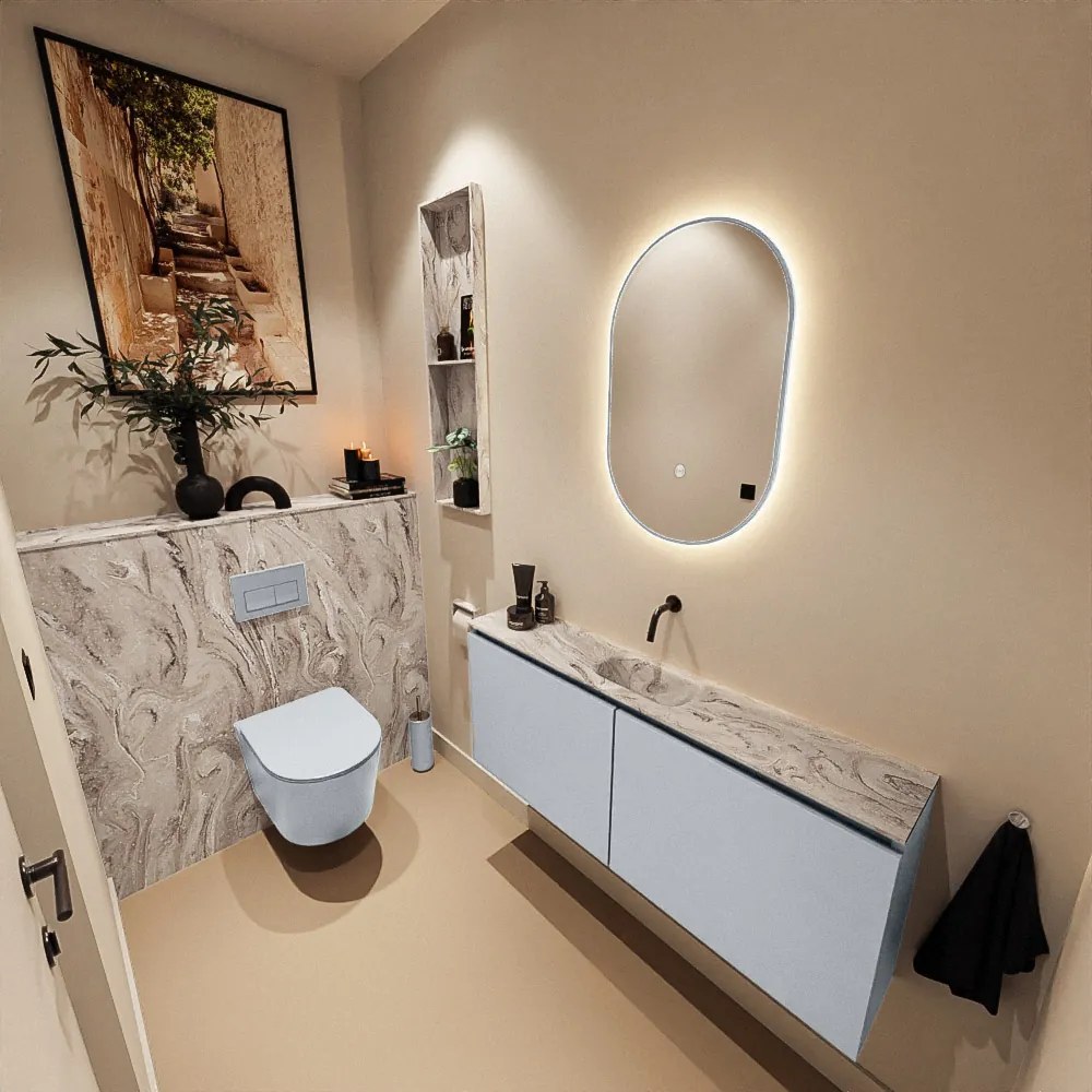 Mondiaz Ture DLux toiletmeubel 120cm clay met wastafel glace midden zonder kraangat