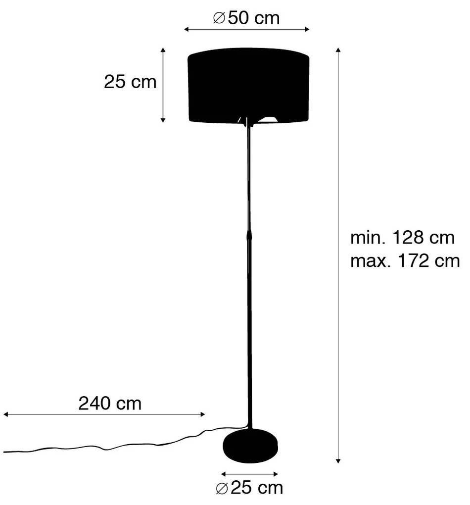 Vloerlamp zwart verstelbaar met kap lichtbruin 50 cm - Parte